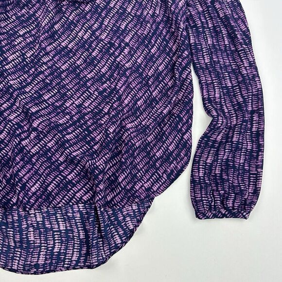 A.N.A A New Approach Purple Tie Dye Cold Shoulder Sllit Sleeves Chiffon Sz XS - Picture 7 of 13
